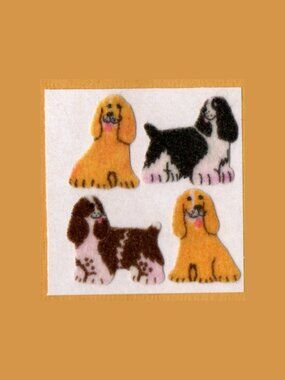 5/$20 Sandylion Fuzzy Spaniel Vintage Stickers New Backing